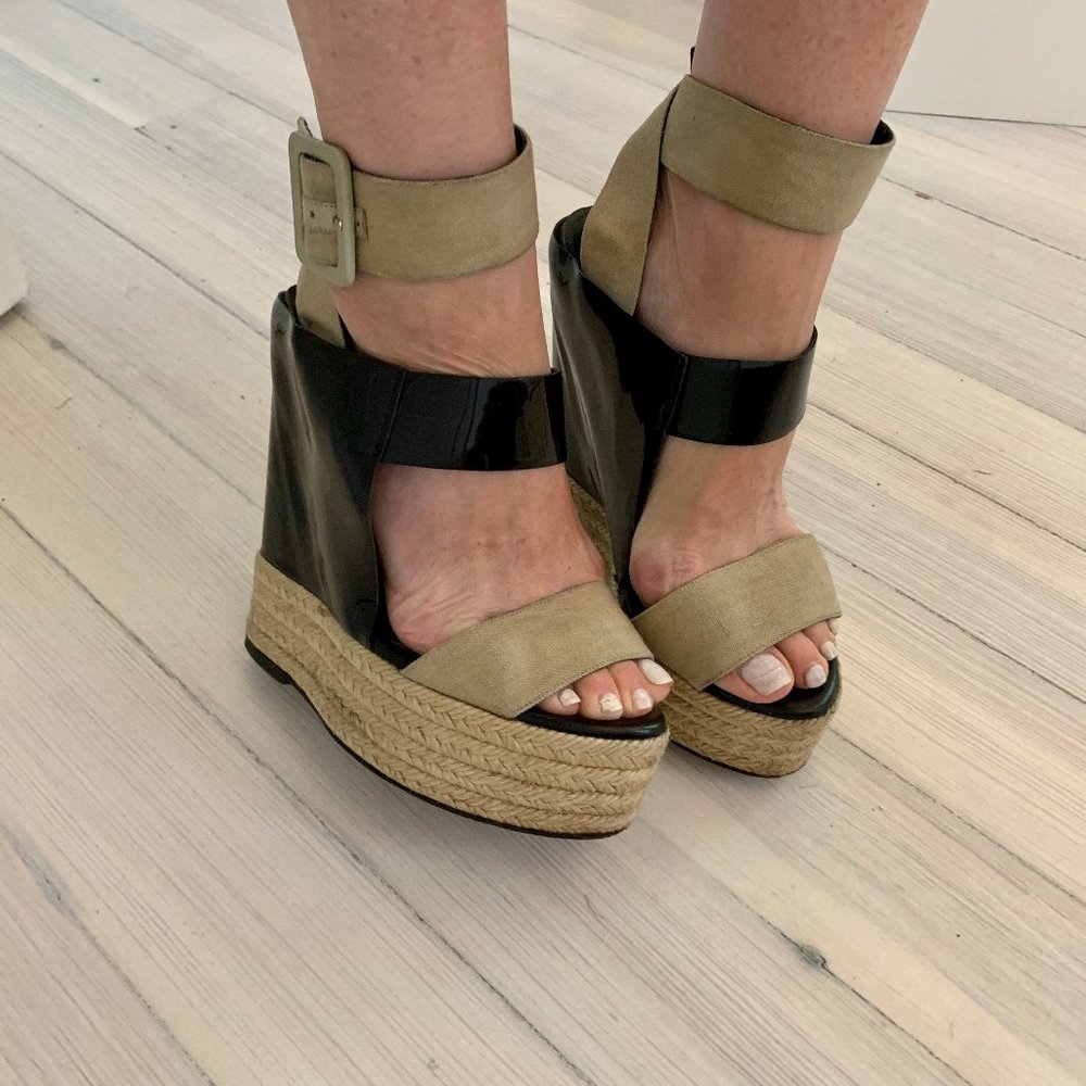 PIERRE HARDY Platform Wedge: Linen, Patent, Jute